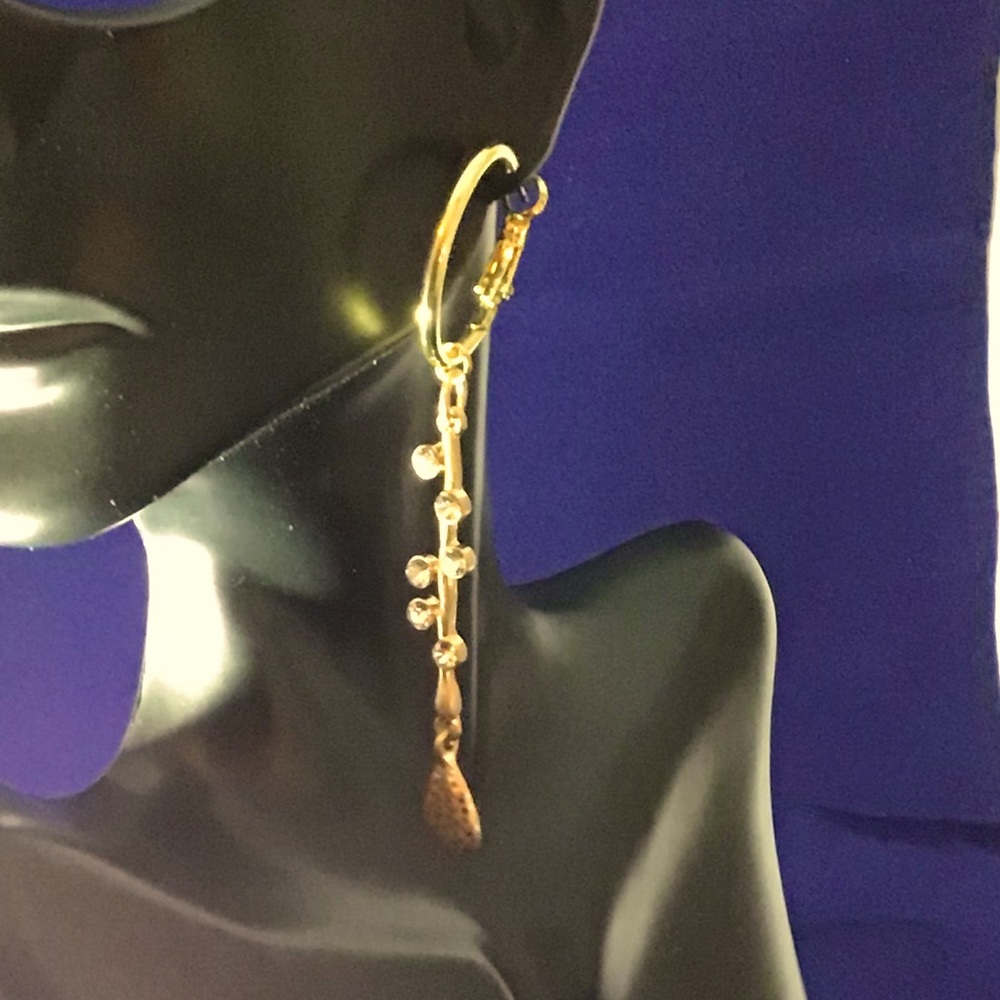 New Gold Plated Small Drop Hoop Earrings